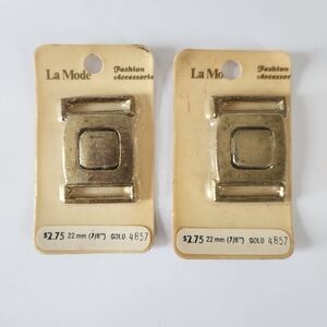Vintage La Mode Gold Fashion Buckles New Old Stock Set Of 2 #4857 22mm 7/8"